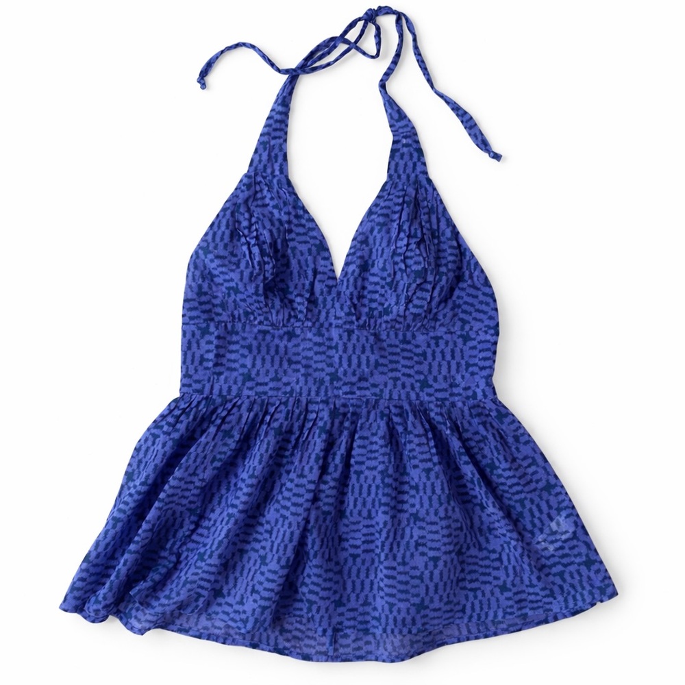 French Connection Royal Blue Halter Peplum Top Size 10 NWT